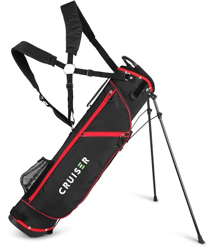 Cruiser Golf CR-Lite 7 Golf Stand Bag | Lightweight, Slim Standbag with Padded Double Shoulder Straps | 4-Way Divider | 3 Pockets, Grab Handle, Rain Hood