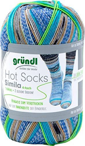 gründl Hot Socks Simila Sockenwolle 4-fädig 100g 400m Nadelstärke 2,5-3,0 Ökotex 100 zertifiziert Schonwaschgang 40°C 75% Schurwolle 25% Polyamid Ganzjährig für Pullover und Socken Farbe 301