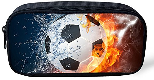 POLERO Kids Pencil Case Water Fire Football Print Pen Bag Boys Stationery Pouch School Supplies Bags