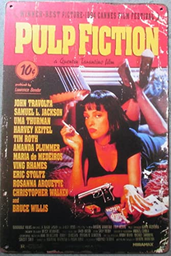 Hotrodspirit – Placa Pulp Ficción estilo póster de película 30 x 20 cm, chapa decorativa de metal