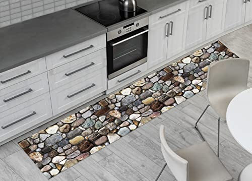 BIANCHERIAWEB Tappeto Passatoia Cucina Antiscivolo Sottolavello Digitale Fantasie Varie 50x230 Pietre
