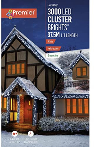 Premier 3000 LED Multi Action Cluster Lights With Timer White - LV203073W