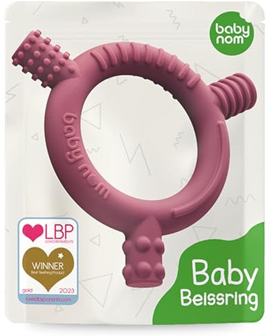 Baby Nom ® Beißring für Babys – Beißring für Babys aus 100% lebensmittelechtem Silikon, BPA-frei, Baby-Beißspielzeug zur Entlastung des Zahnfleisches des Babys, Entlastung der Zähne des Babys