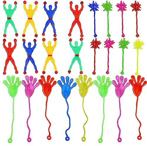 Klatschhände Kinder Set, Sticky Glibberhände Als Mitgebsel, Klebrige Spielzeug, Fensterkletterer, Klatschhand Für Spielzeug Und Spaßfaktor Partys (Palm, Kletterer Und Meteor Hammer-24 Stücke)