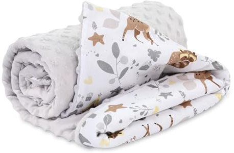 Babydecke Kuscheldecke Baby Decke Ganzjahresdecke mit Plüschstoff 75x100 cm - Kinderdecke Kinderwagen Blanket Babydecken Kinderwagendecke und Erstausstattung für Neugeborene und Kinder Oeko-Tex