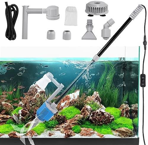 kieyeeno Pulizia di ghiaia per acquario 6 in 1 Kit, aspirapolvere elettrico per acquario cambio acqua Lavatrice di sabbia per acquari pulizia alghe/ghiaia