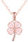 feilok Halskette Damen Kette mit Roségold Kleeblatt Kette Katzenaugenstein Zirkonia Vierblättriges Glücksbringer Anhänger aus 925 Sterling silber