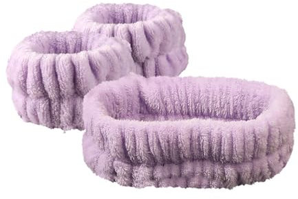 Fascia per capelli da donna, per lavare il viso, da polso, in tinta unita, fatta a mano, viola