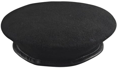 EUPSIIU Military Hats & Berets for Men & Women, Vintage Wool Beret Hats with Leather Trim - Classic Design, Ideal for Dress Up, Costume & Cosplay Parties (Black)