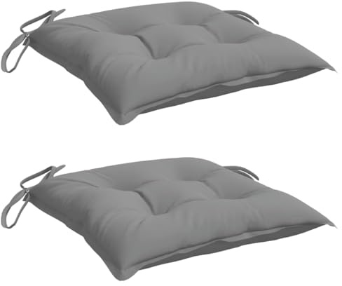 vidaXL Lot de 4 Coussins de Chaise, Galette de Siège avec Jeux de Cordes, Coussin d'Extérieur Imperméable, Gris 50x50x7 cm Tissu Oxford