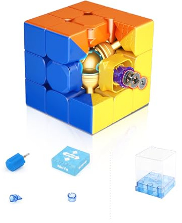 Moyu Super RS3M 3 x 3 magisk kub, professionell 3 x 3 pussel kub klistermärken magnetisk master maglev bollkärna positing gåva för speed cuber (Maglev boll-core positioning version)