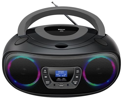 Denver DAB+ Boombox con radio DAB+/FM, función Bluetooth, gris