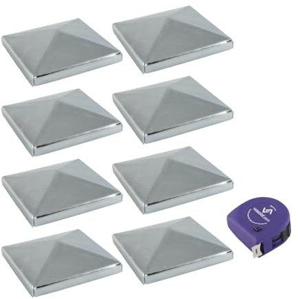 vasalat Pfostenkappe 8x8 cm - Pfosten Abdeckkappen - Pfostenabdeckung Stahl verzinkt - 8 Stück