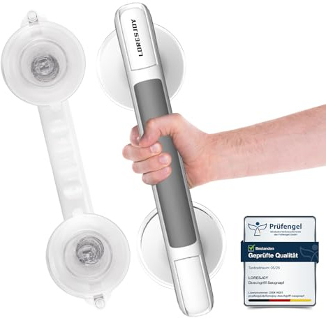 Mannicix 2 pezzi Maniglie Ventosa da Bagno 33cm, Maniglia Doccia Anziani, Maniglia Ventosa per Doccia Senza Fori per Vasca da Bagno, Doccia e WC