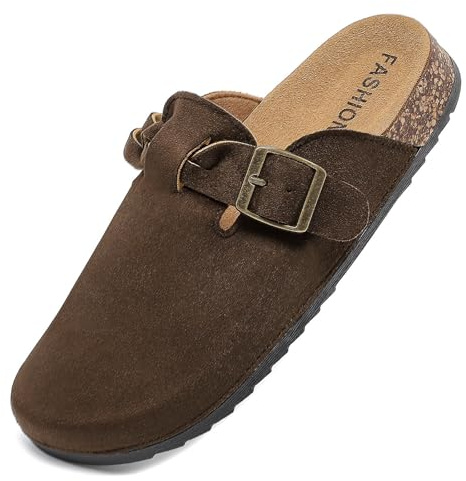 Sabot Uomo Ciabatte Donna,Zoccoli in Pelle con Sottopiede in Sughero,Sandali Uomo/Donna Pantofole in Pelle Scarpe da Giardino Traspirante