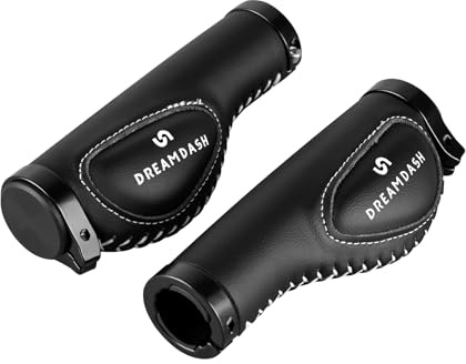Bicycle Grips for 22.2 mm MTB, E-Bike, Trekking, City, Road Bike, Ergonomic, Microfiber Leather Grip, Shock-Absorbing Memory Foam, Lock-On Aluminum Rings, 130 mm