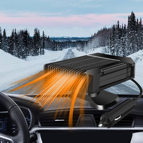 Portable Car Heater 12V, 150W Car Heaters That Plug Into Cigarette, 2 in 1 Fast Heating and Cooling Function, Auto Heater Fan for Winter Driving, Defroster and Windshield Defogger, for Cars,Trucks