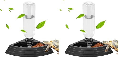 Nobleza - Distributeur d'eau pour Reptile, Abreuvoir Tortue, Mangeoire Gamelle Tortue Terrestre Distributeur 2 en 1 de Nourriture Anti Debordement Plastique Bol Accessoire, Taille S (Lot de 2)
