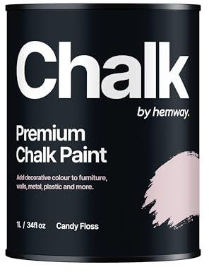 Hemway - Premium Chalk Paint - Candy Floss Pink 1 L | Chalky Matt Shabby Chic Finish for Interior Furniture & Walls | Quick Dry & 1 Coat
