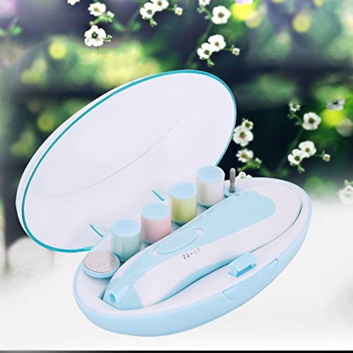 Baby Nagelfeile Nagelknipser Elektrische Nagelpflege Werkzeug mit 6 Schleifköpfe für Babys Kleinkinder Neugeborene(Blau)