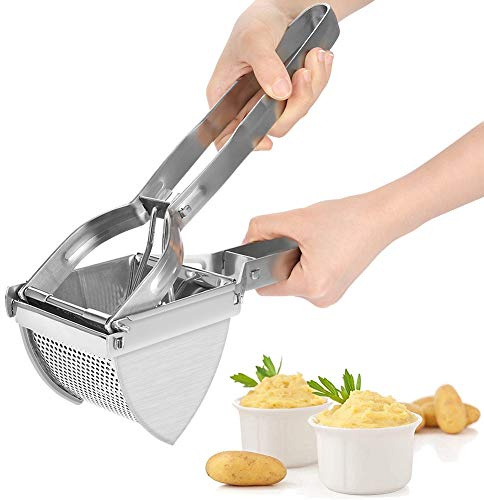 Potato Ricer, Stainless Steel Fruit Masher Heavy Duty Commercial Potato Press Mincer Food Chopper Kitchen Crusher for Mashed Potatoes Fruits Vegetables Yams Carrot