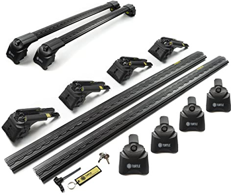 TURTLE AIR2 | Barre Portatutto, Portapacchi, Barre da Tetto | Compatibile con Suzuki SX4 S-Cross 2013-2021; Viene utilizzato per il montaggio di box da tetto, portabiciclette, scale | Alluminio; TÜV
