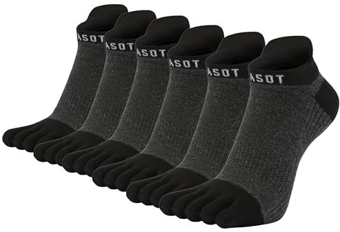 Fasot Men Toe Socks No Show Low Cut Cotton Split Toe 5 Finger Athletic Wicking 6 Pack