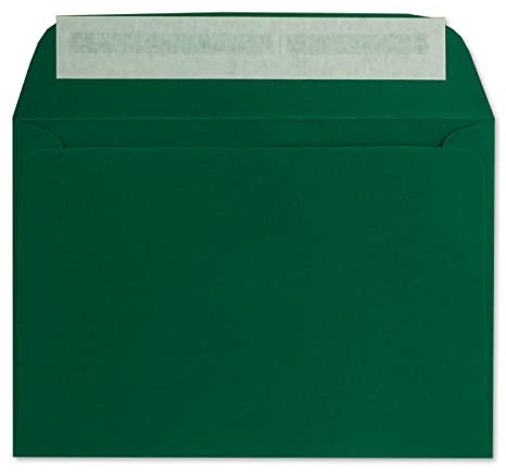 50 DIN C6 Brief-Umschläge Dunkel-Grün - 11,4 x 16,2 cm - 90 Gramm Haftklebung Standard Brief-Kuverts für Taufe & Einladungen von Ihrem Glüxx-Agent