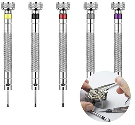 Uhrmacherwerkzeug Set, Uhrmacherschraubenzieher Uhrmacher Schraubendreher Set Präzisions Uhren Schraubenzieher Uhrenwerkzeug Schraubenzieher Set 0,8/1,0/1,2/1,4/1,6mm Brillenschraubenzieherset,5 Stück