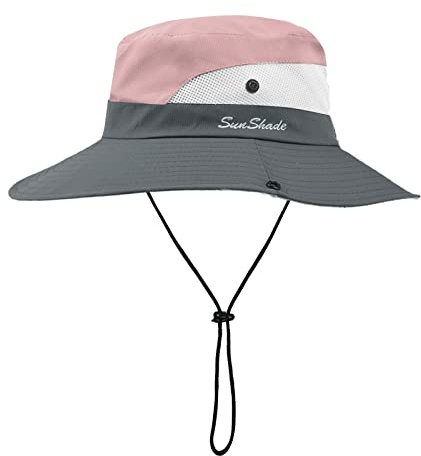 flintronic Solhatt för män, anti-UV, utomhus, vattentät resehatt, safari, nätkeps, andas, justerbar hakrem, för camping, fiske, vandring, #3 rosa, 30