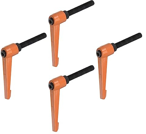 QUARKZMAN 4uds Ajustable Sujeción Palanca Manijas M10 x 50mm Macho Rosca Perno Perillas Giratorio Tornillo Bloqueo Rápida Liberación Trinquete Pulsador Botón Manija, Naranja
