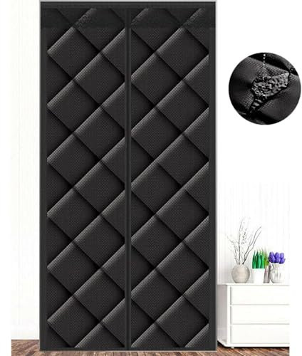 ZHhan Magnetic Thermal Insulated Door Curtain, Energy-Saving Privacy-Protecting Windproof,with Waterproof Cotton Curtain for Heater Room, Living Room,Easy to Insulated（Dark Black,100x210cm）