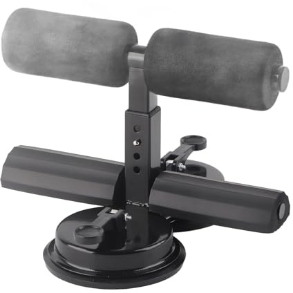 Barra Sit Up Stabile Doppia Ventosa per Allenamento Completo del Corpo, Tre Regolazioni in Altezza per Esercizi Fitness Muscoli Addominali (Black)