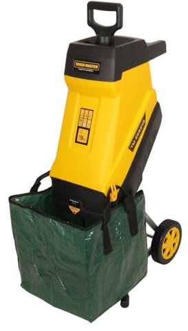 TOUGH MASTER Electric Garden Shredder 2400W, Portable with 10 Metre Power Cable, 45mm Chipping Width, 45L Collection Bag, Double Sided Blade System, Auto Shut-Off