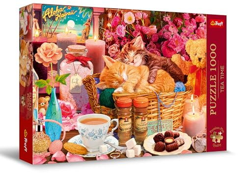 Trefl All Things Nice Kittens - 1000 Piece Jigsaw Puzzles for Adults & Children Aged 12+ - Tea Time Cuddling Cats Puzzle