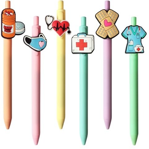 LSLSHY Cute Nurse Pens Funny Nurse Accessories for Work Aesthetic Gel Pen Black Ink Set for Cna Rn Medical Assistant Nursing Student Essentials Nurse Week Gifts Appreciation Gift