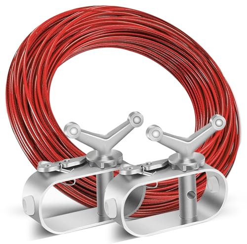 Hukermoon Tensor Cuerda Lona Piscina, Tensor con Pinzas para Lona de Piscina, Tensora de Cuerda de Alambre 40m con 2 Piezas Tensores para Alambre, para Fijación de Cubierta de Piscina (B)