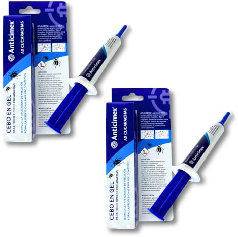 ANTICIMEX Pack 2 Gel Cucarachas 20 g | Jeringa de Alta Eficacia para Eliminar Colonias | Apto para Todo Tipo| Uso Profesional | Trampa Mata Cucarachas
