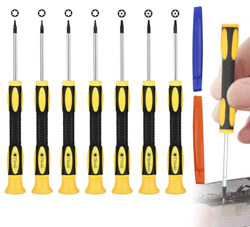 7 Pcs Torx Screwdriver Set, Star Small Magnetic Screwdrivers Repair KitPrecision Security Screwdriver Set with T3 T4 T5 T6 T7 T8 T10 and Pry Tool Compatible with PS5 PS4 PS3 Xbox One Xbox 360 MacBook