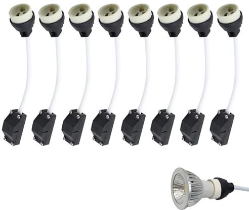 8 Pack GU10 Lamp Holders 2A 250V, GU10 Ceramic Lamp Bases with Terminal Box Socket for GU10 LED, Halogen Bulbs Downlights Recessed Fire Downlights, Lamp Bases Adapter Fitting for Spotlights