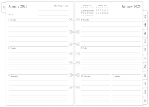 newestor 2026 Weekly & Monthly Planner Refill, 5-1/2 x 8-1/2, Jan 2026 to Dec 2026, 7-Hole Punched for Mini Binders