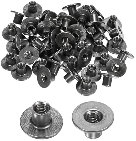 M METERXITY 50-Pack T-muttrar M5x8mm galvaniserad kolstål T-mutter rund bas svetsmuttrar genomgående hål möbelhårdvara fläns kvinnlig tråd grå