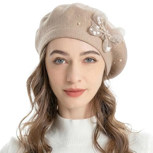 ZLYC Women's French Reversible Cashmere Beret Beret Hat