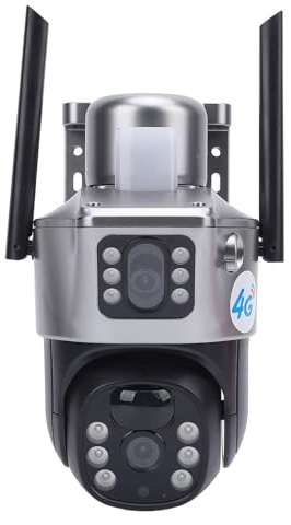 Annadue Solar Security Cameras Wireless Outdoor, 4G Utomhuskamera med Dubbla 2MP -linsens Mänskliga Detektion IP66 för Hemövervakning
