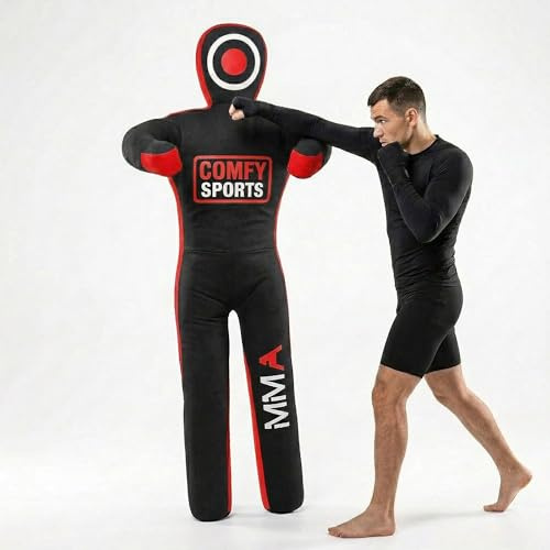Sucette Confortable pour MMA, Lutte, Judo, Lutte, Position Debout, jiu-Jitsu brésilien, soumission et Lancer, Boxe, karaté, pour Homme et Femme, Sac en Toile Non rempli (Rouge, 150 cm)
