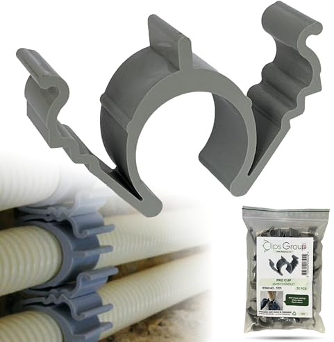 CLIPS-Group PRO clip 50 piezas sujetadores para tubos y cables 8/16/20/25 mm - Sin martillo, Sin perforación | Abrazaderas de tubo Abrazaderas de sujeción Soporte para tubos Clip para tubo | Ancla de