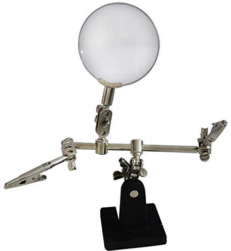 House of Goods – Tercera Mano con Pinza y Lupa – Ayuda a la Soldadura, con Lupa de Aumento 2X