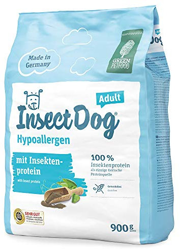 Green Petfood InsectDog Hypoallergen (5 x 900 g) – getreidefreies, hypoallergenes Trockenfutter für ausgewachsene, empfindliche Hunde – mit Insektenprotein, Futter für allergische Hunde, 5er Pack