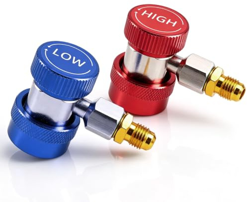 LHKJ Acoplador Rápido del R134A, Kit de Conversión de Aire Acondicionado para Automóvil de Alta Presión y Baja Presión de 1/4 SAE HVAC