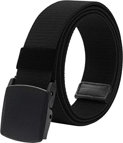 LionVII Ceinture en élastique hommes - Boucle en plastique - Sangle de ceinture entièrement réglable pour le travail (Noir)